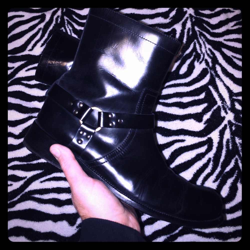 John Varvatos 10.5 Black Leather Hand Made Boots